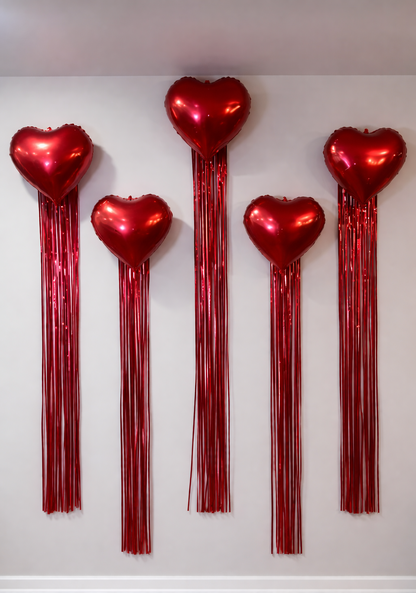 Romantic Red Heart Foil Balloon Curtain Decor