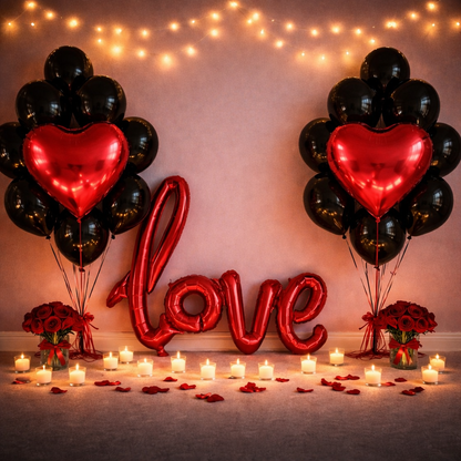 Forever Love Heart Balloon Decor – Premium Proposal & Valentine's Day Kit