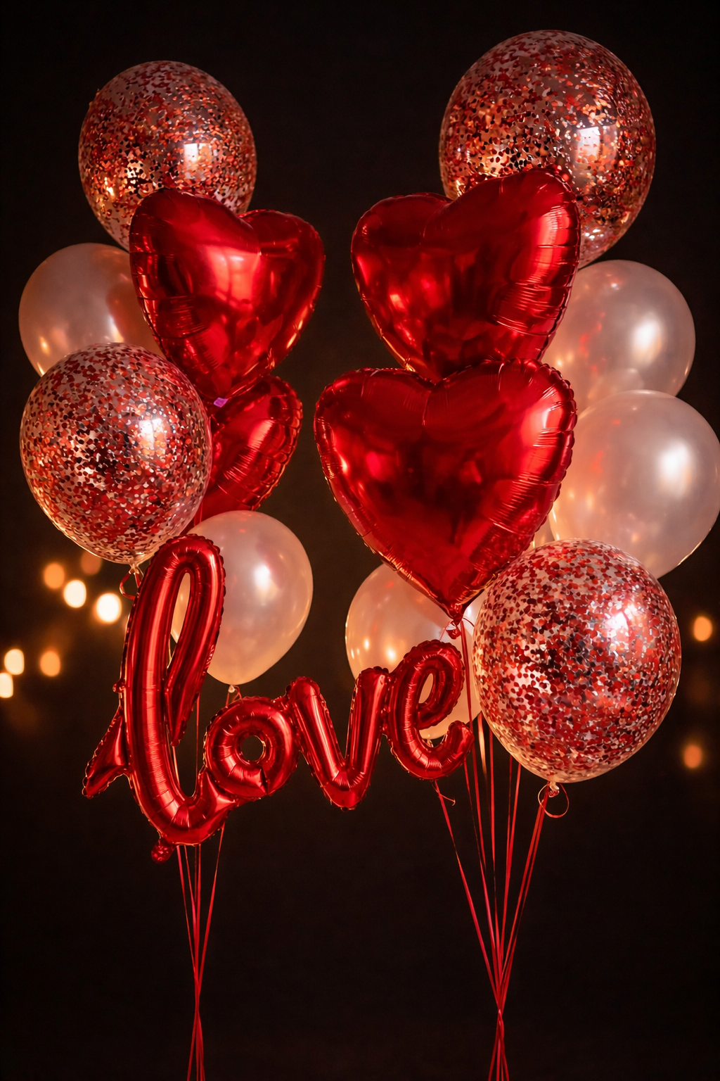Love in the Air Balloon Bouquet – Romantic Confetti & Pearl Decor Kit