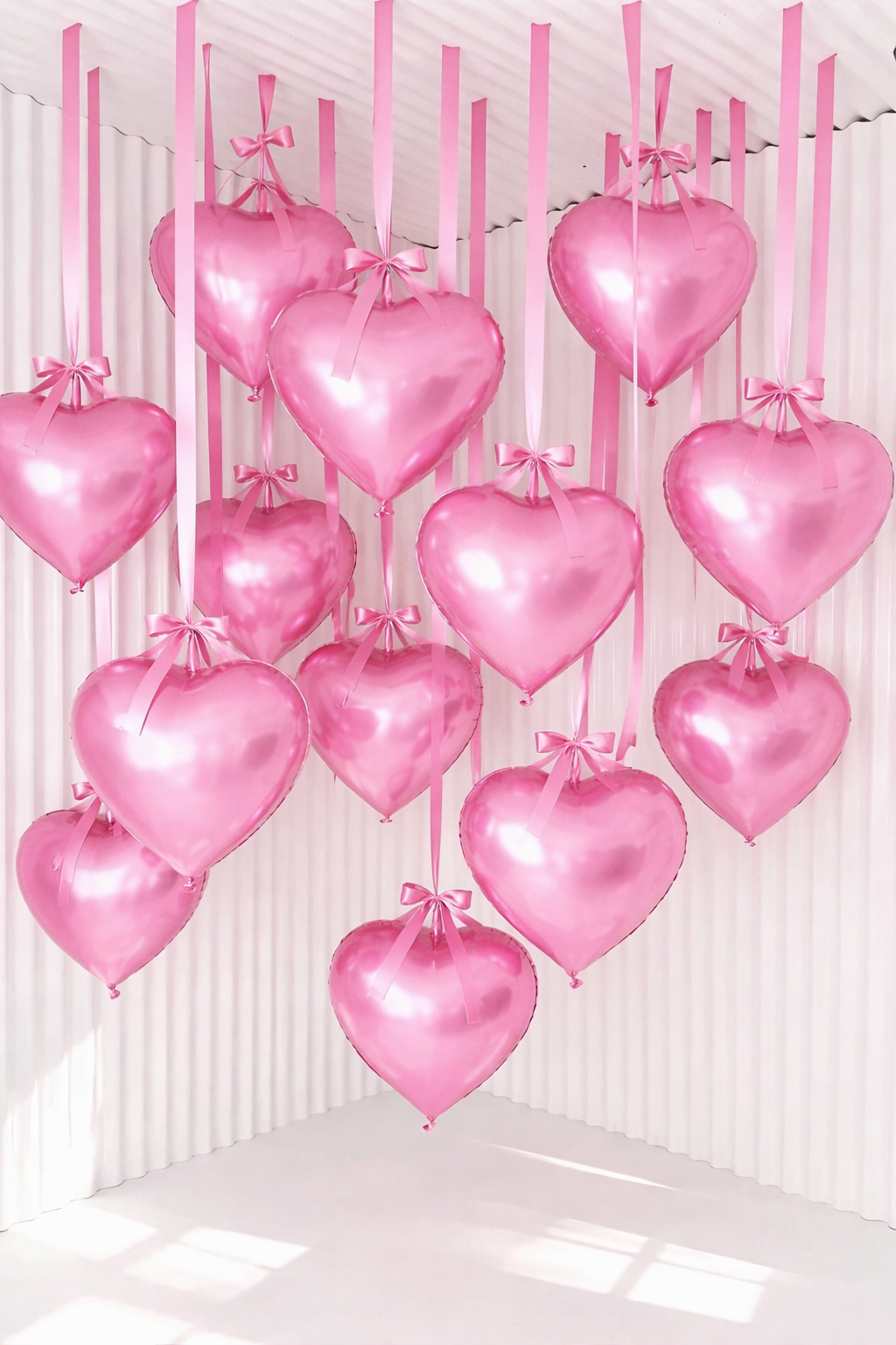 "Heart Drop Mood Kit" – 20 Pink Heart Foil Balloons