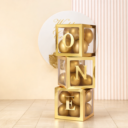 One & Two Balloon Boxes for Photoshoot & Party (Gold)