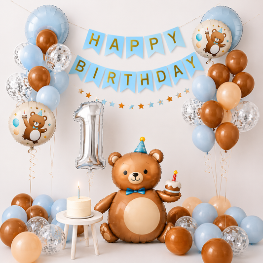 Teddy's Birthday Celebration Decor – Adorable Bear Theme Party Kit