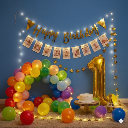 1st Birthday "Glowing Rainbow" Milestone Decor Kit