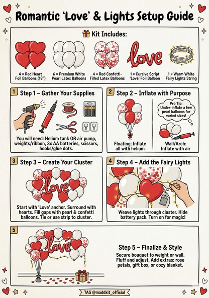 Love in the Air Balloon Bouquet – Romantic Confetti & Pearl Decor Kit