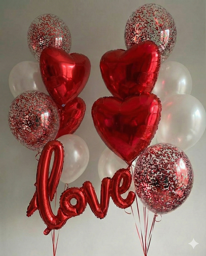 Love in the Air Balloon Bouquet – Romantic Confetti & Pearl Decor Kit
