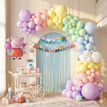 Peppa Pig Birthday Mega Decoration Bundle – Complete Party Kit (Kids Theme Décor 220+ Pcs)