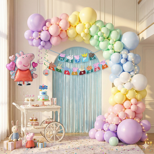 Peppa Pig Birthday Mega Decoration Bundle – Complete Party Kit (Kids Theme Décor 220+ Pcs)