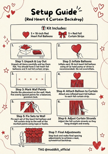 Romantic Red Heart Foil Balloon Curtain Decor