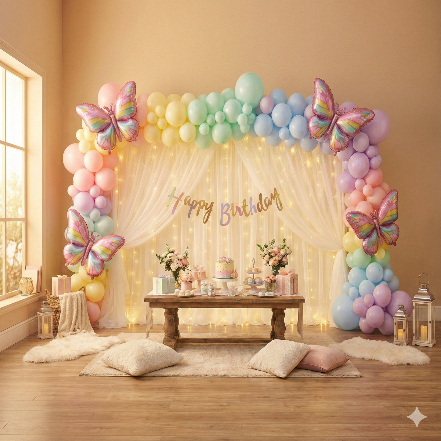 Magical Butterfly & Rainbow Pastel Mega Decor Kit (200+ Pcs)