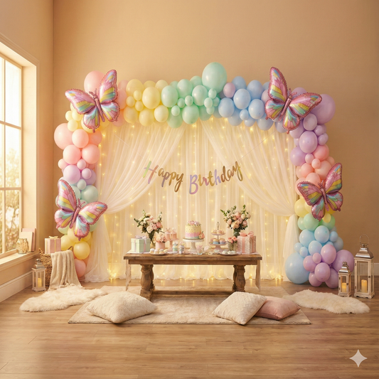 Magical Butterfly & Rainbow Pastel Mega Decor Kit (200+ Pcs)