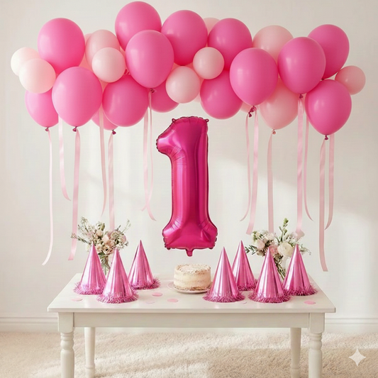 Dreamy 1st Birthday Pink & Matte Decor Kit - DIY Celebration Kit