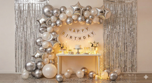 Silver Star Balloon Glitter Bomb 🪩