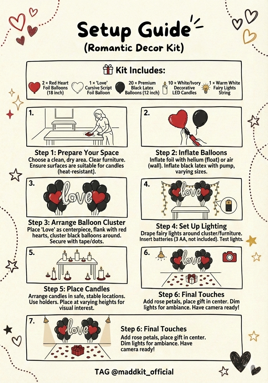Forever Love Heart Balloon Decor – Premium Proposal & Valentine's Day Kit
