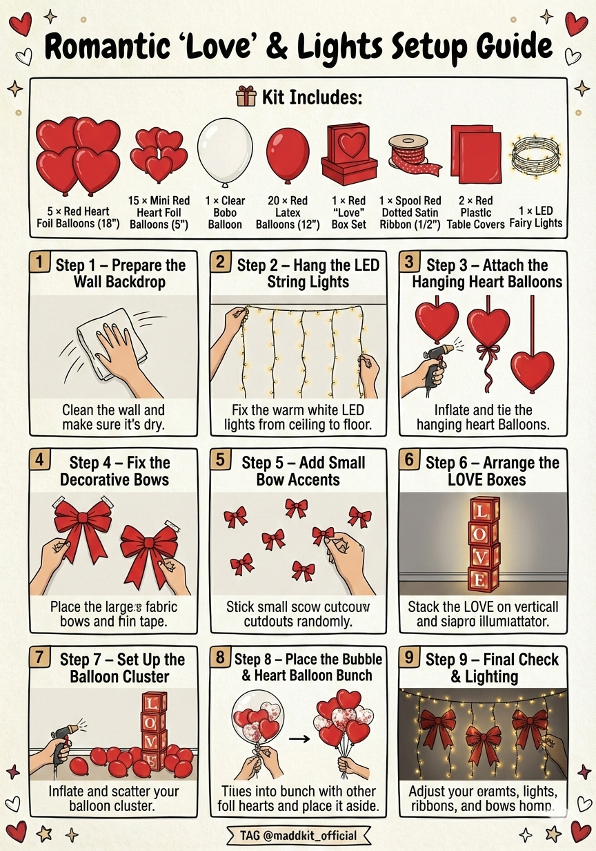 Red Ribbon Romance – Complete Valentine's Proposal & Decoration Kit