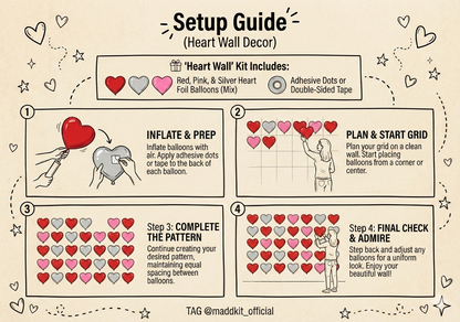 "Heart Shower" Valentine's Kit – 35 Heart Foil Balloons (10 Inch)