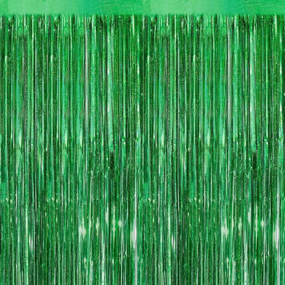 Foil Curtain for Party Decoration – Shiny Green Fringe Backdrop (Pack of 2)
