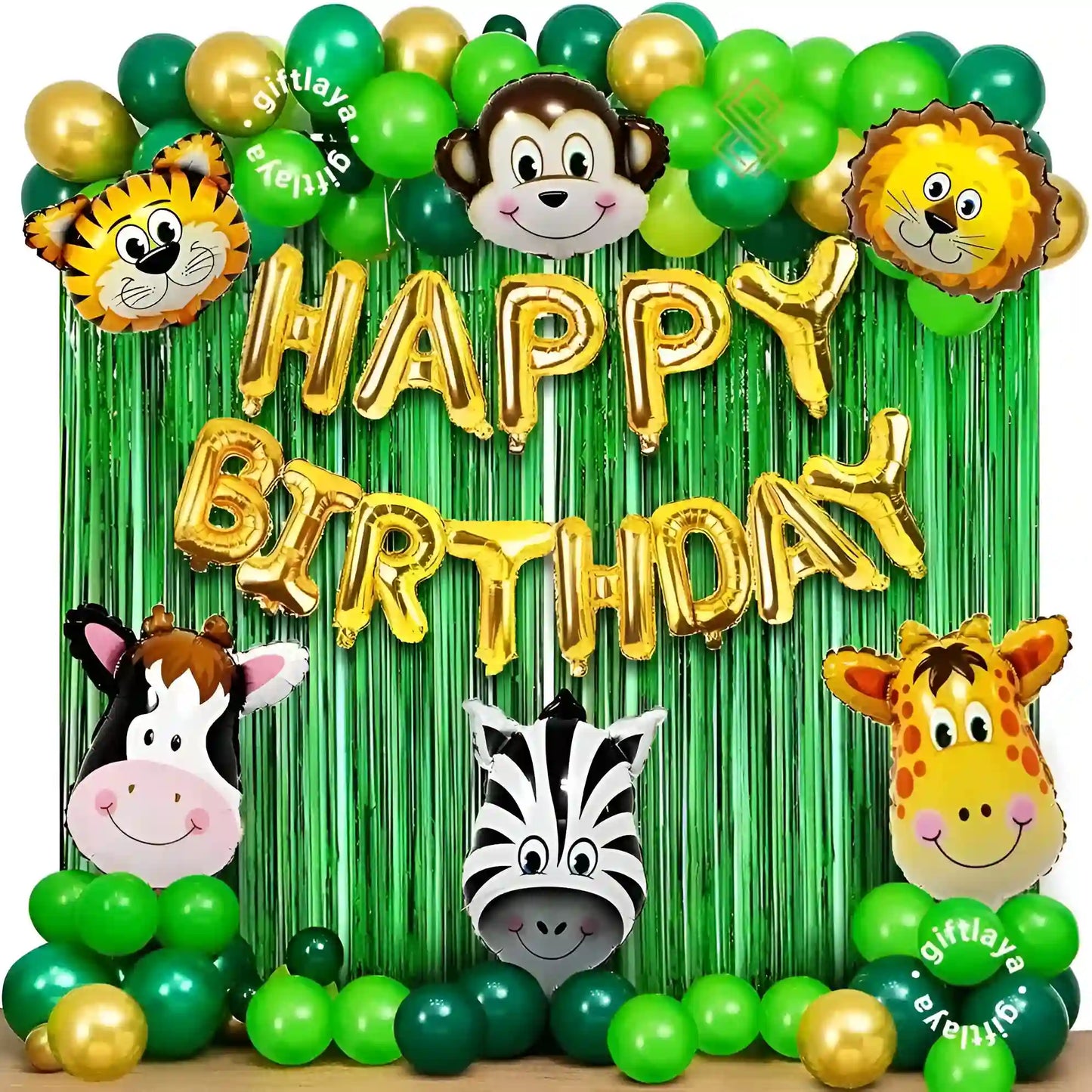 Jungle Theme Foil Balloons – 6 Pcs Animal Theme Birthday Decor | Birthday Decoration
