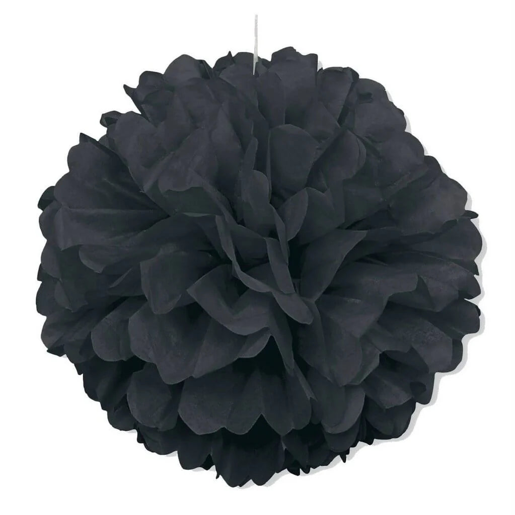 Black Tissue Paper Pom Poms – Flower Balls (12 Inch)