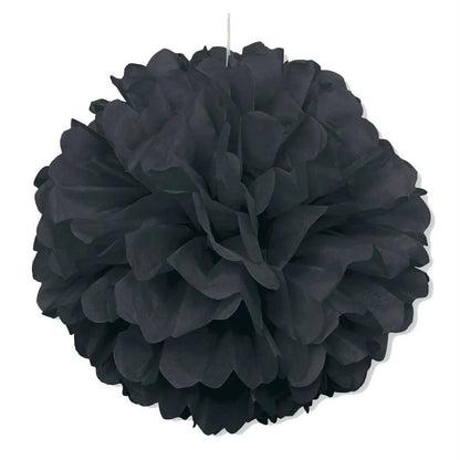 Black Tissue Paper Pom Poms – Flower Balls (12 Inch)