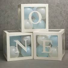 ONE" 1st Birthday Balloon Box Blocks – Transparent White Set of 3 (Milestone Photo Prop)