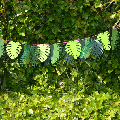 Tropical Party Banner – Tropical Leaf Hanging Garland (Pack of 12)