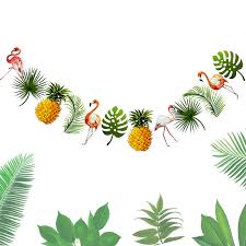 Pink Flamingo & Pineapple Bunting Banner | Hawaiian Tropical Party Decor