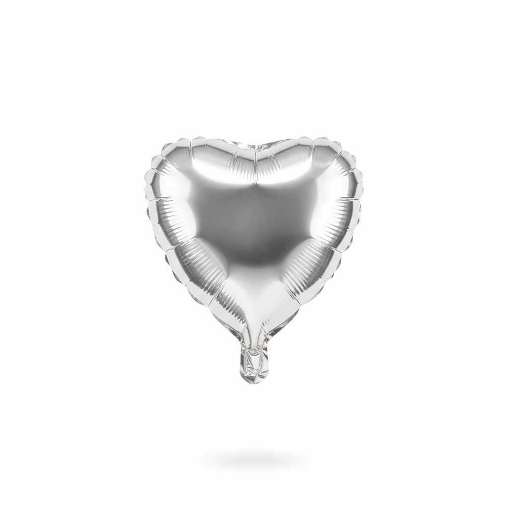 Mini Silver Metallic Heart Foil Balloon - (5 Inch)