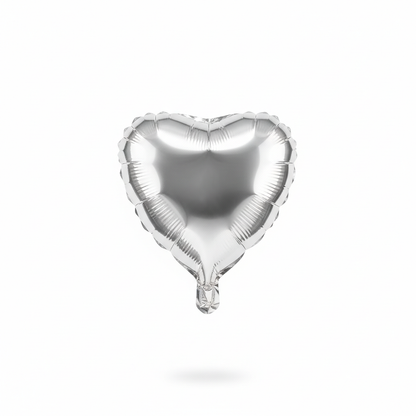 Mini Silver Metallic Heart Foil Balloon - (5 Inch)