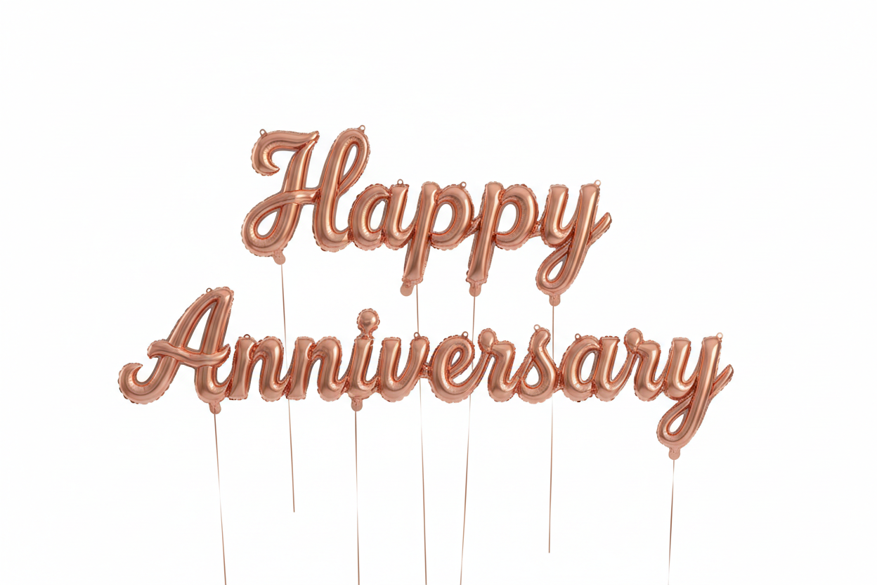 rose gold happy anniversary foil balloons 