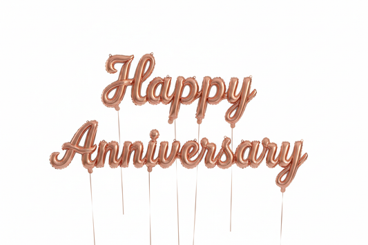 rose gold happy anniversary foil balloons 