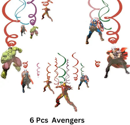 Avengers Superhero Theme Birthday Decorations – 12 Pcs Hanging Swirls (Cardstock) | Super Hero Party Decoration Items