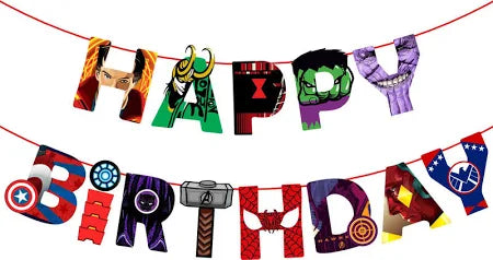 Avengers Happy Birthday Banner – Superhero Theme Party Decoration