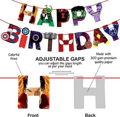 Avengers Happy Birthday Banner – Superhero Theme Party Decoration
