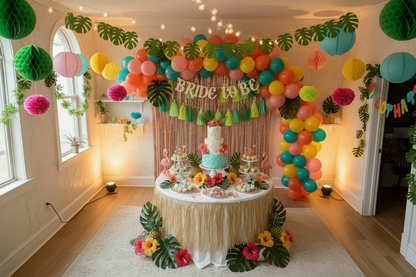 Tropical Bride-to-Be Decoration Kit – Flamingo & Jungle Theme (132 Items)